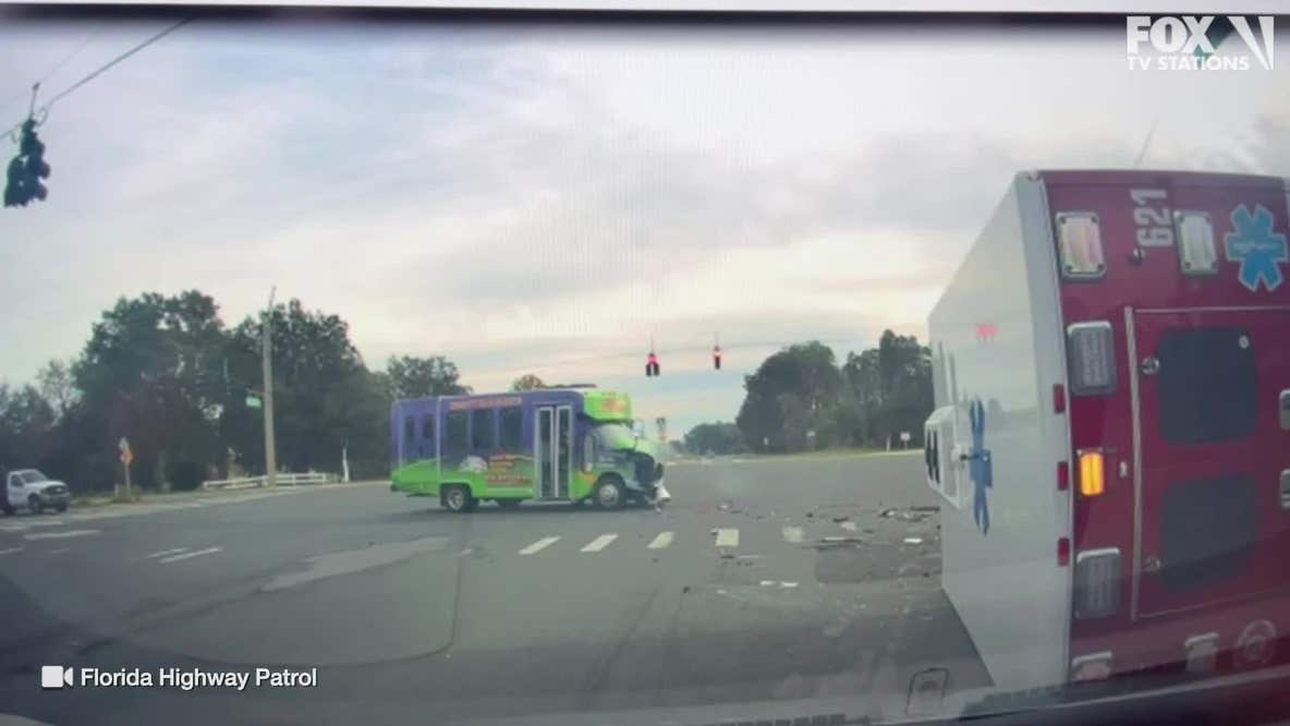 Body cam shows Florida ambulance, bus crash
